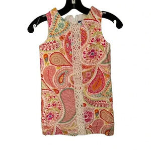 J. Bailey “Liza B Dress” in Paisley Print, lace accents Size 7